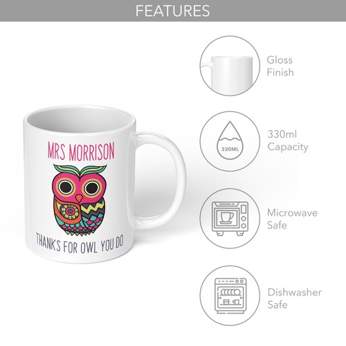 Taza personalizada de agradecimiento maestro final regalo salida regalo búho 3 SU HER - Imagen 9 de 24
