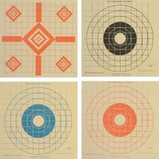 (36) 100 Yard Sighting Targets with 1" Grid on Heavy Tagboard, Choice of Styles