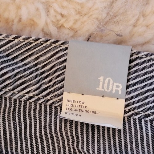 NWT y2k Limited Edition Striped Low Rise Bell Bottoms sz 10 Blue White - Picture 3 of 9