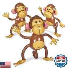 Playbees Large Inflatable Monkey 27" - 3 Pack Blow Up Animal Party Favors - I