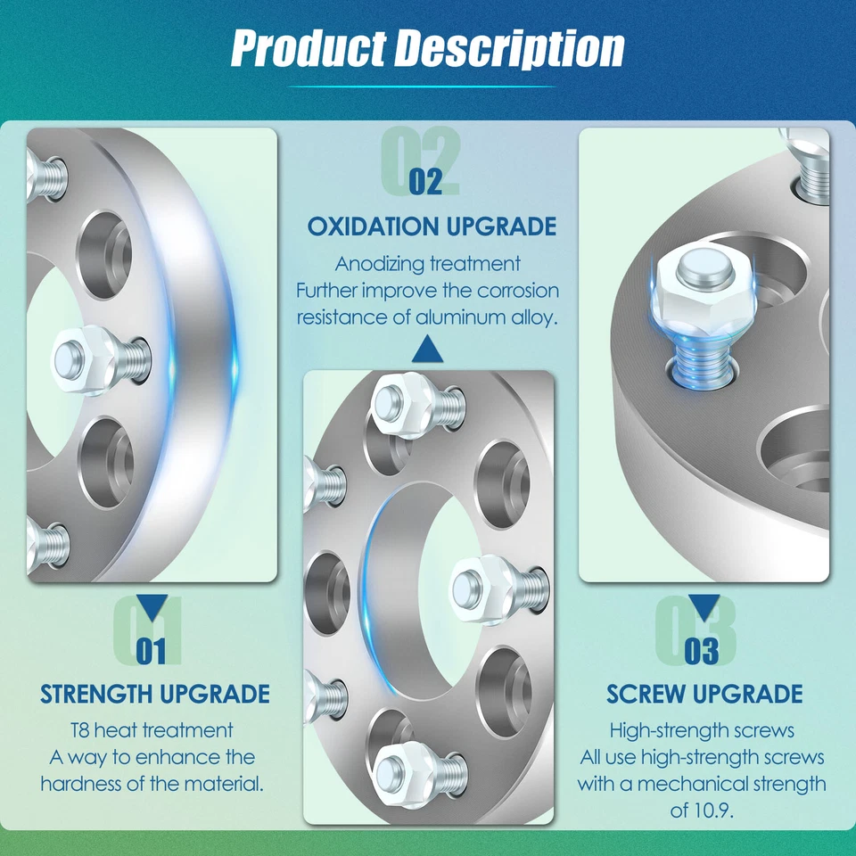 Adaptadores espaciadores de rueda 4 piezas 1" 5x114,3 a 5x100 para Toyota Corolla Camry Pontiac Foto 3 de 4