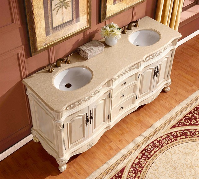 72" Marble Stone Countertop Dual Bathroom Vanity Double ...