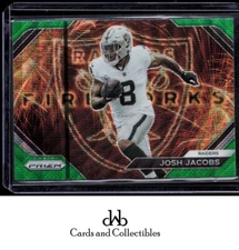 2023 Panini Prizm #F-17 Josh Jacobs Fireworks Prizms Green Wave