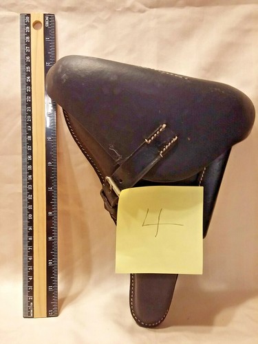 Black Leather Germann Shell Type Holster For P08 Luger, P38 Or Semiliar Pistol - Picture 2 of 12