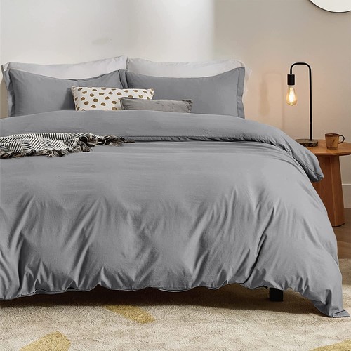 Plain Duvet Quilt Cover with Pillow Case Bedding Set Single Double King Size - Picture 15 of 149