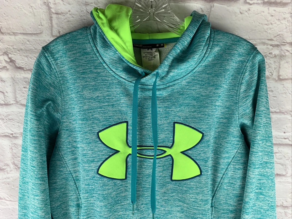 Under Armour Cold Gear hoodie blue neon green size women s small