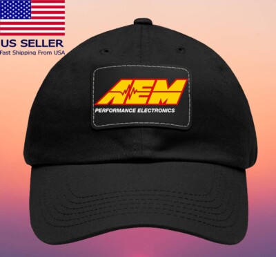AEM Performance Electronic Black Dad Hat with Leather Patch - Adjustable Size