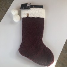 NWT XL UGG  Classic Sherpa Cabernet Stocking POM POMS -7.5" x 21"