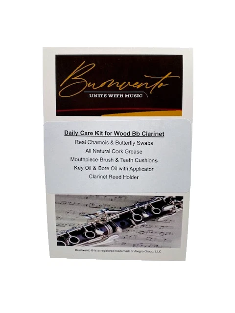 Kit de cuidado diario Buonvento para clarinete de madera Bb, hisopos, grasa de corcho, aceites, más... Foto 2 de 4