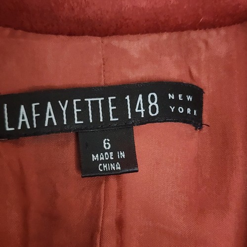 Lafayette 148 Jacket Sz 6 Burnt Red Orange Wool Angora Suede-like Blazer Lined - Picture 3 of 19