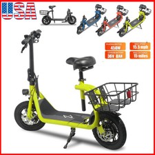 Sports Electric Scooter 450W Foldable Electric Ebike Adult Commuter w/Seat 450W