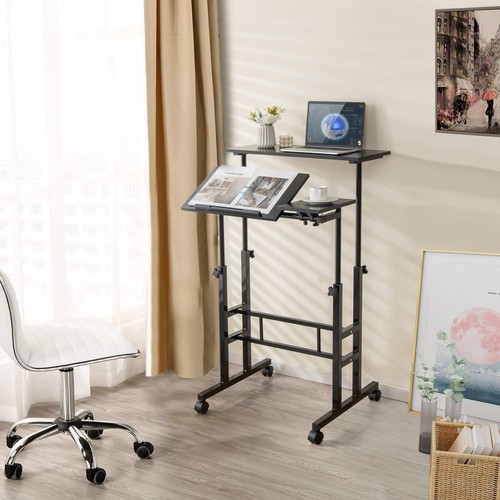 Mobile Standing Desk w/ Flip-over Desktop&Portable Stand Up Desk for Home - Picture 8 of 10