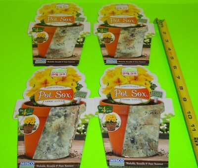 4x BROWN MARBLE Stretch Fabric Covers Fits 4'' Flower Pots Plants Garden POT SOX