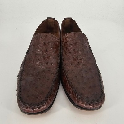 Mezlan Platinum Full Quill Ostrich Leather Shoes 9M Brown  display picture 2