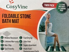 Cozy Vine Foldable Stone Bath Mat Twin Pack Diatomaceous Earth Nonslip