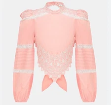 LoveShackFancy Hito Handkierchef Bubble Pink Top Size M Open Back NWOT