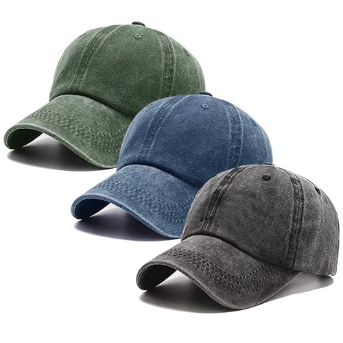 3 Pack Washed Plain Vintage Baseball Cap Cotton Adjustable Twill Bulk Low Pro...