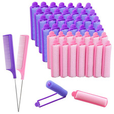 44 Pcs Foam Sponge Hair Rollers Set 1 Count Pack of 44 , Pink and Purple