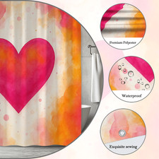 Colorful Pink Heart Shower Curtain - Watercolor Design