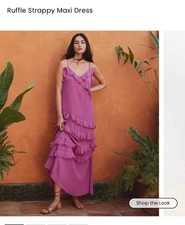 nwt ANN TAYLOR loft vibrant spring ruffle maxi dress- gorgeous! 14