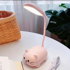 LED Desk Lamp for Kids,Mini Cat Night Light, Cute Cat Foldable USB Pink