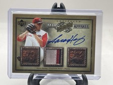 2006 UD Artifacts MLB Apparel Aaron Harang Auto/2clr GU Patch #d 10/10 Reds