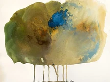 Abstract Mixed Media Ink Watercolor Painting on 11 X 15” Paper Contemporary