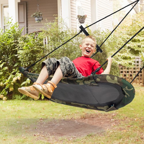 Saucer Tree Swing Surf Kids Outdoor Adjustable Oval Platform Swing Set w/ Handle - Bild 3 von 12
