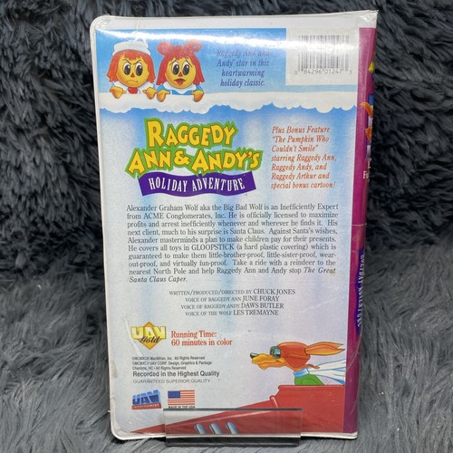 Raggedy Ann & Andy’s Holiday Adventure VHS Tape 1995 UAV Gold Clamshell Sealed - Picture 3 of 9