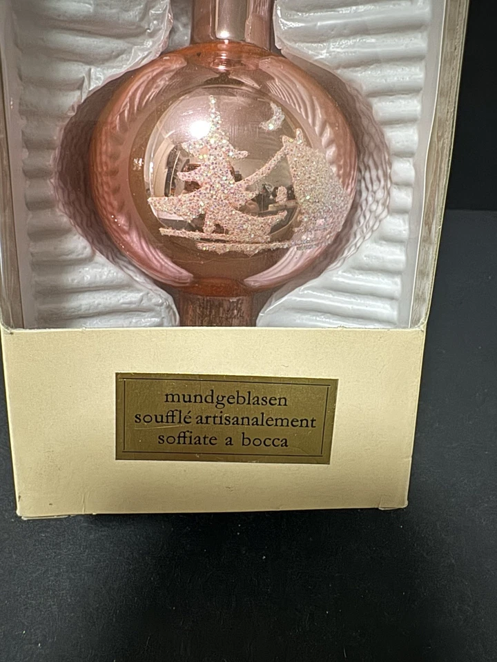 Vintage Glass Christmas Tree Topper Pink West German 29cm Kitsch Retro Glitter - Image 4 of 4