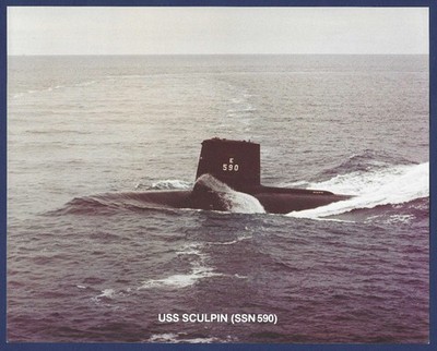 USS SCULPIN SSN-590 Nuclear-Powered Submarine 8 x 10  Official USN Photo