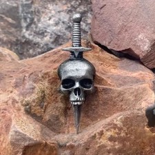 Gothic Skull & Sword  Enamel Lapel Pin Badge