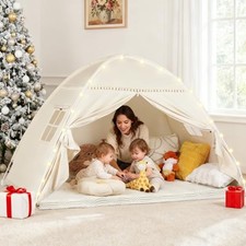 Twin Bunk Bed Tent Canopy for Playhouse, Indoor Portable Foldable Twin Beige