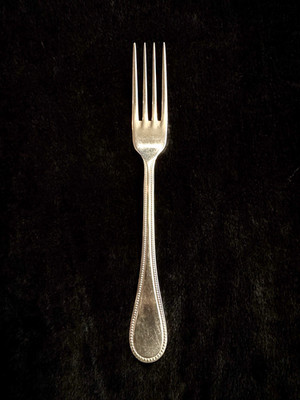 Christofle France Perles ONE Dinner Fork Silverplate Flatware Beaded Handle
