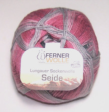 100g Ferner Wolle LUNGAUER SOCKENWOLLE SEIDE Silk Sock Yarn 417 PINK GREY ROSE