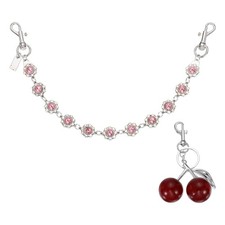 Metal Bag Charm, Sunflower Purse Charm Chain with Cherry Keychain Silver Pink