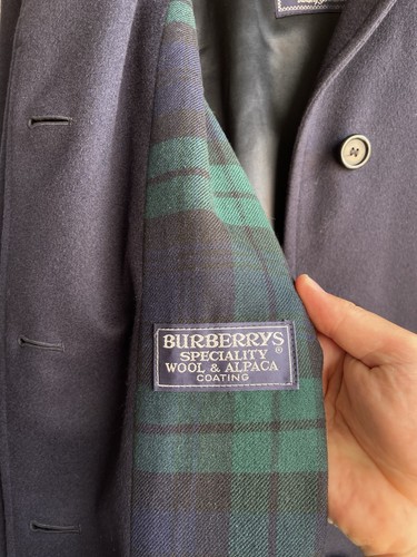 Rare Burberrys Speciality Wool & Alpaca Coat Men’s Size Xl Blue Color - Picture 23 of 24