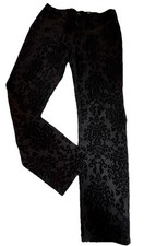 NWT DG2 Diane Gilman Size 10 Black Pants Flocked Floral Zip Button Straight Leg