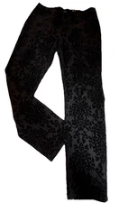 NWT DG2 Diane Gilman Size 10 Black Pants Flocked Floral Zip Button Straight Leg