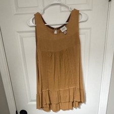 Cabi Women s Gold Solid Scoop Neck Tank Keyho...