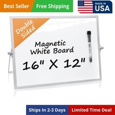 Dry Erase White Board with Stand,Double-Sided Whiteboard 16"X12" White Board