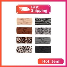 DRESHOW 8 Pack Headbands for Women Girls Vintage Leopard Headband Knotted Headwr