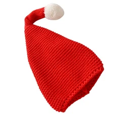 Christmas Knit Beanie Santa Hat Warm Hat with Fluffy Pompom for