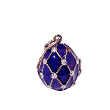 Moscow mark for 1882 to 1899, Silver Gilt Enamel Egg Locket Pendant with Topaz