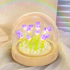 ONXE Birthday Flower Gifts for Mom,Tulips Night Light Small Glass Flower Lamp wi