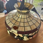Vintage Tiffany Style Fruit Leaded Stained Glass Hanging Lamp 20’ Inch