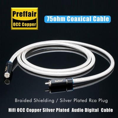 Audio Coaxial Digital RCA Cable 5N OCC Copper Signal Cord Silver Plated RCA Plug