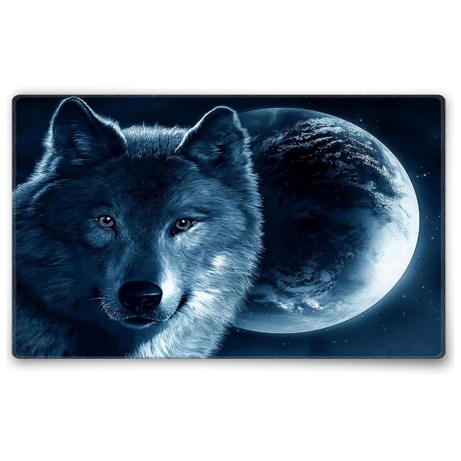 Tapis de souris grand format 36 x 25 cm en tissu motif loup