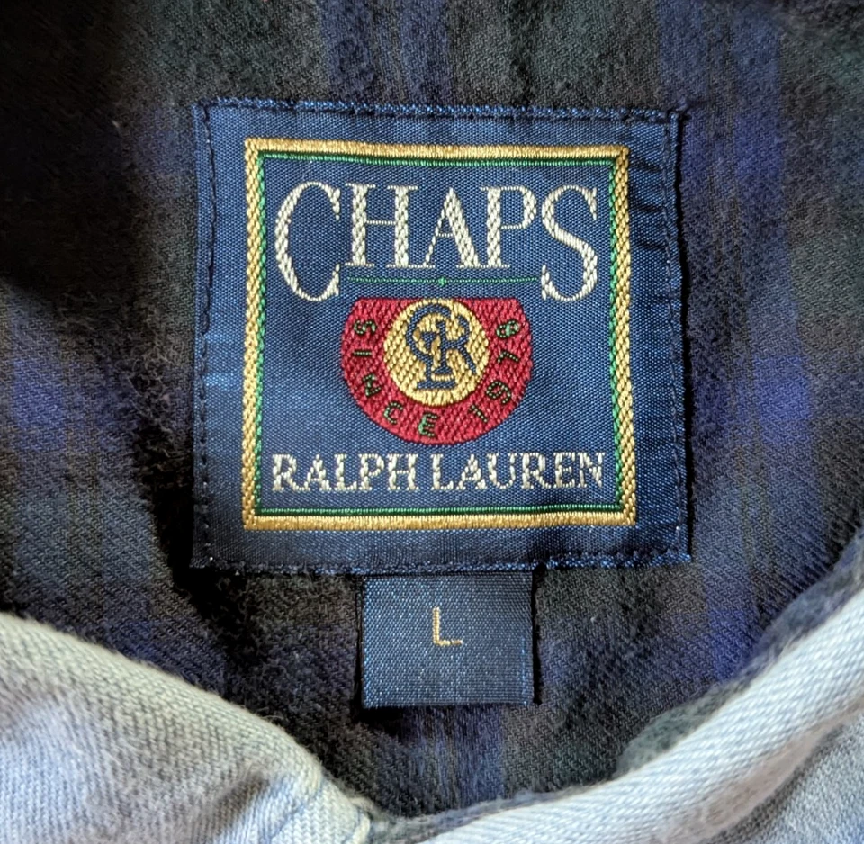 Camisa De Colección Chaps Ralph Lauren Para Hombres L Roja Blanca Azul Rayas Abotonada Años 90 EE. UU. Foto 3 de 4