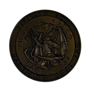 Quest Chest Puzzle Coin Collectible Engraved Symbols Mythical Design Metal RPG